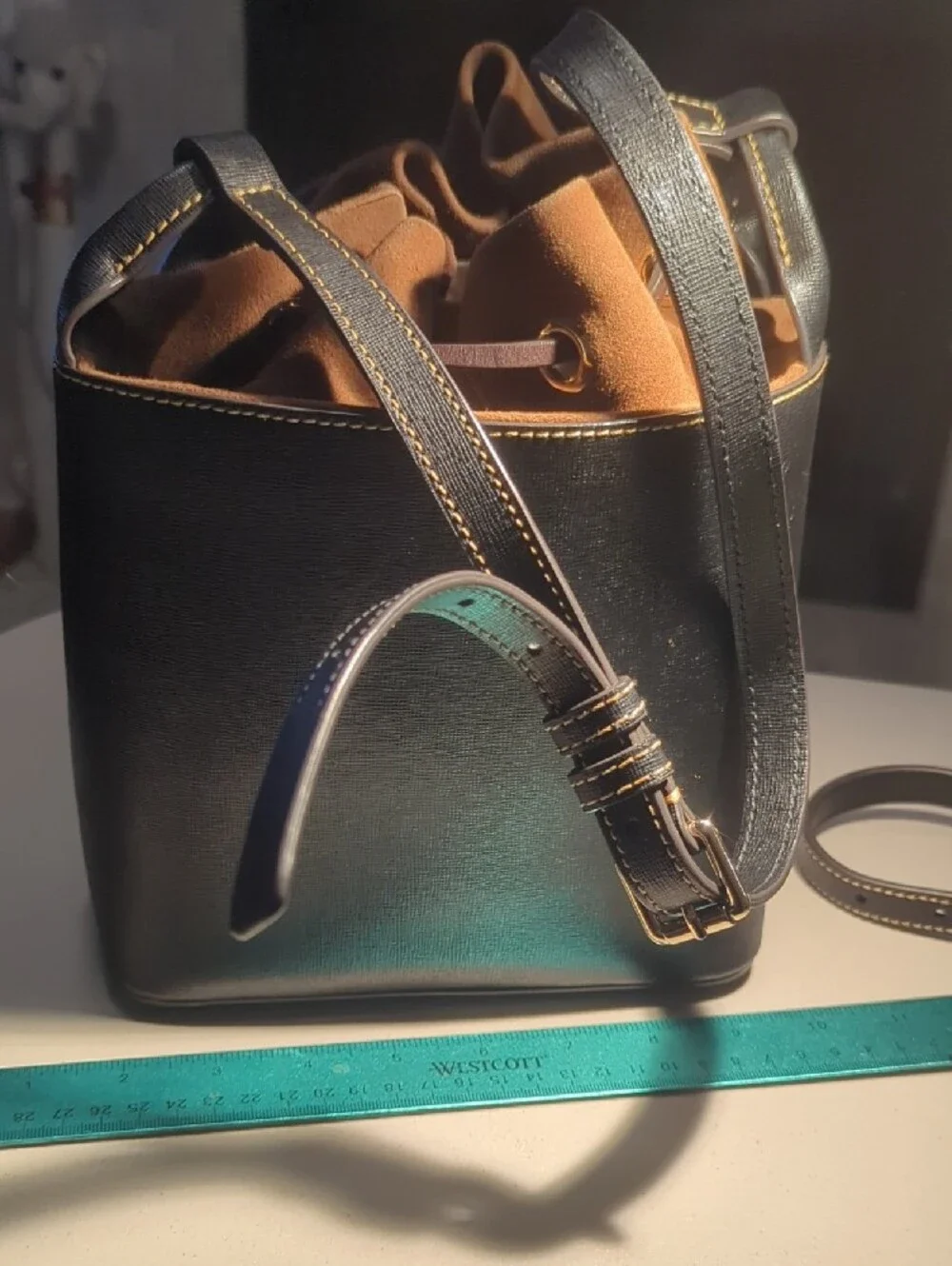Dooney & Bourke Black Leather Suede Bucket Handbag